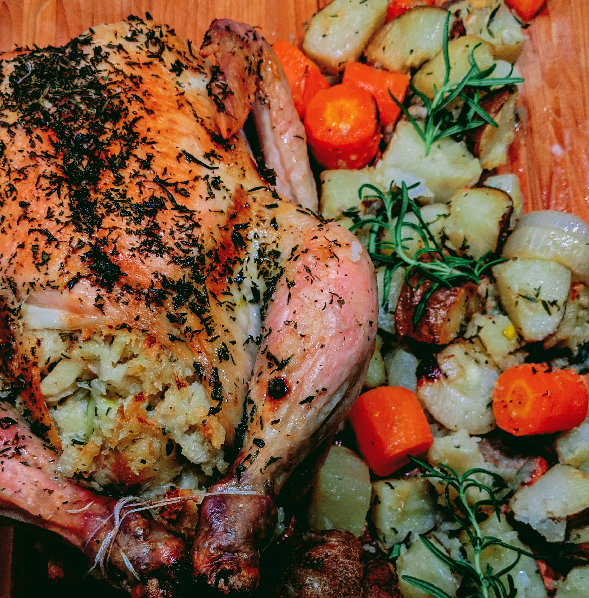Roasted Christmas Chicken with mum's Christmas stuffing